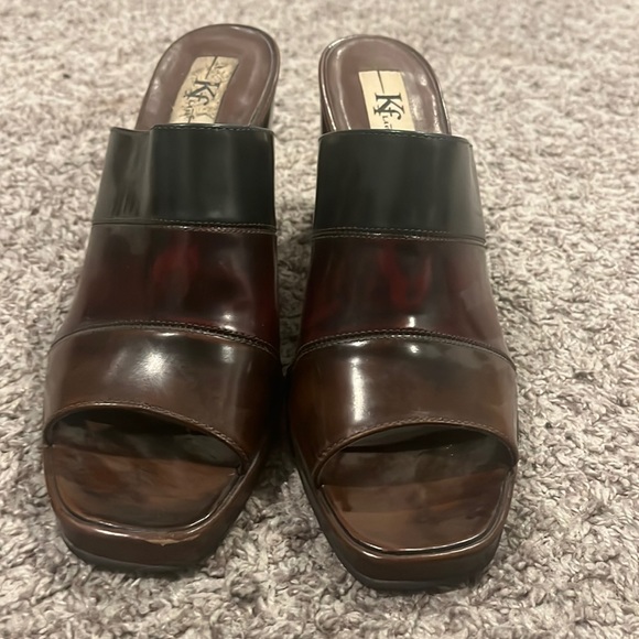 Genuine leather Kf Ltd Peep-toe mule heel - Picture 4 of 6